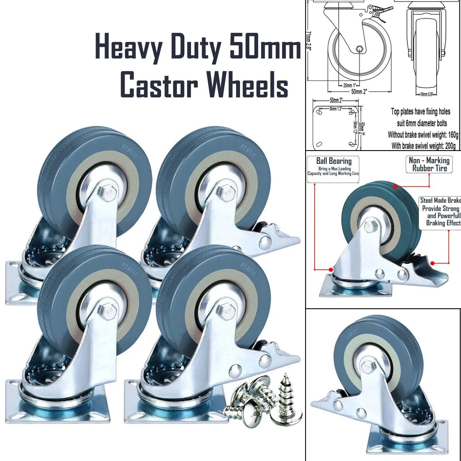 Heavy Duty Metal Frame Replacement Wheels - 8/16/32 Pack
