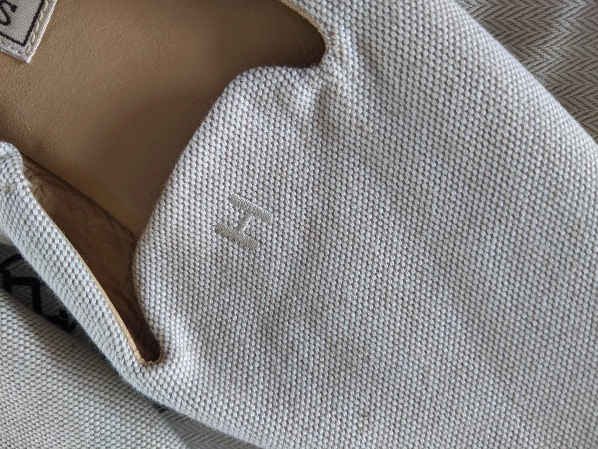 Hermes Natural Women Canvas and Leather Slippers Shoes H Sz39 New!
