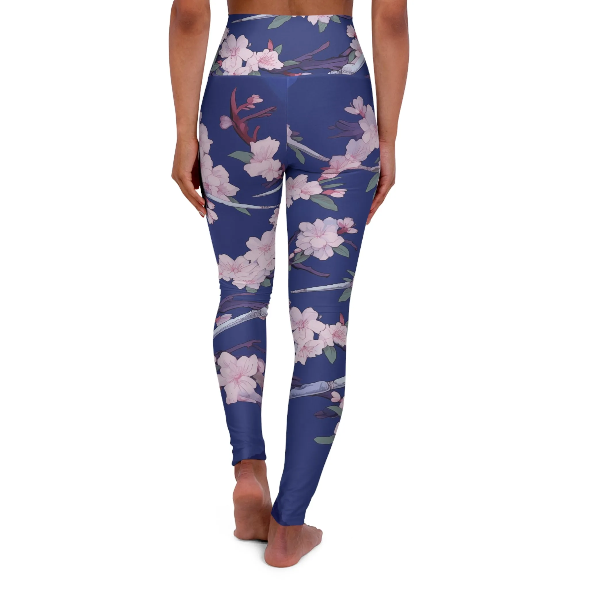 High Waisted Leggings - Astrid Matsyasana Katanas Cherry Blossoms