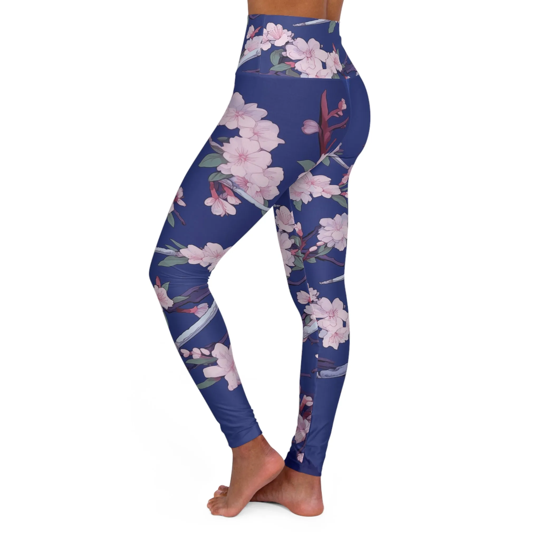 High Waisted Leggings - Astrid Matsyasana Katanas Cherry Blossoms