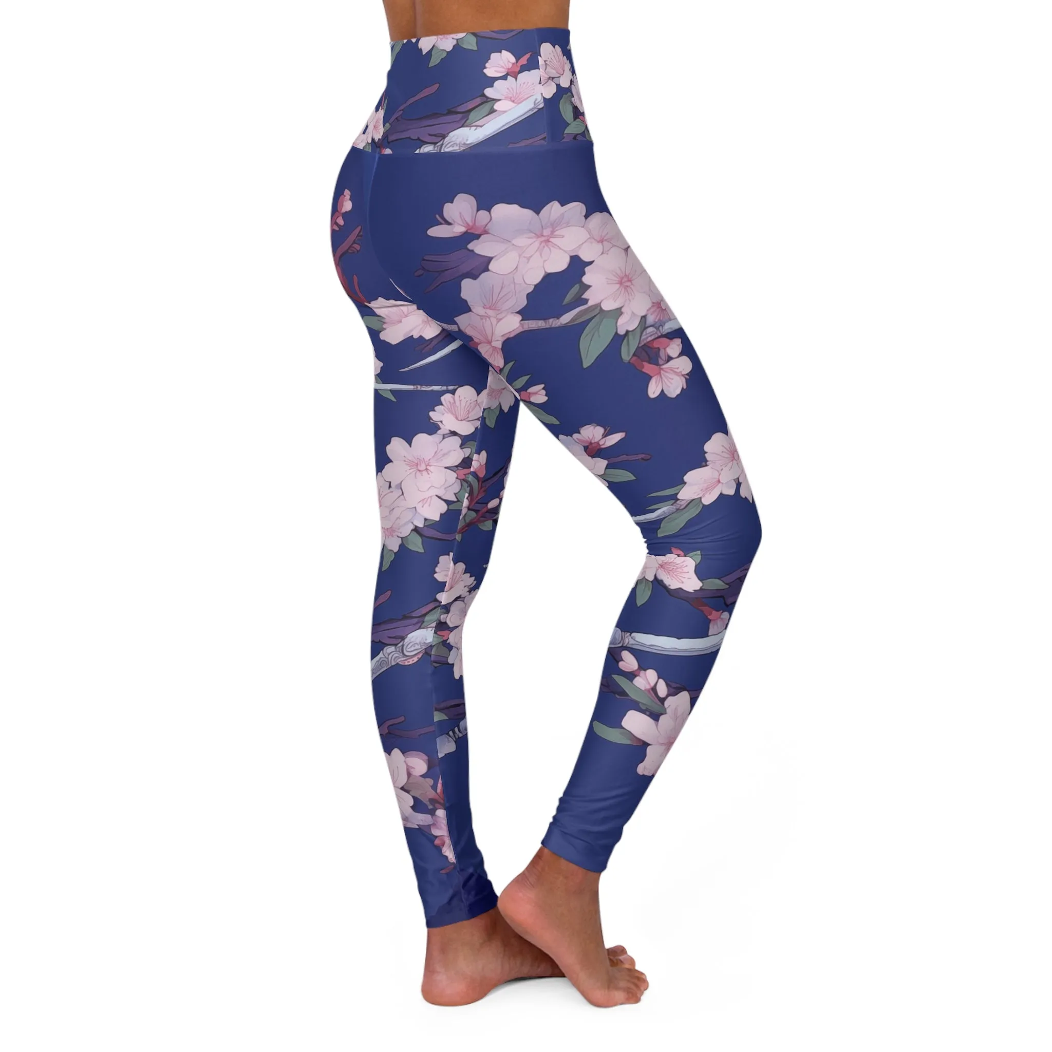High Waisted Leggings - Astrid Matsyasana Katanas Cherry Blossoms