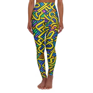 High Waisted Leggings - Bouquet NewYork Stripes