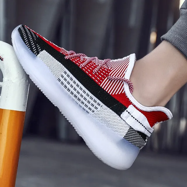 Hot Cool Fashion Autumn Sneakers Handiness Casual Shoes Men Color Stitching Sneaker Male Flyknit Breathable Lace Up Casual Shoes