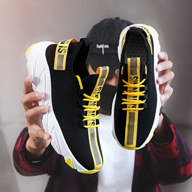 Hot Cool Fashion Autumn Sneakers Handiness Casual Shoes Men Color Stitching Sneaker Male Flyknit Breathable Lace Up Casual Shoes