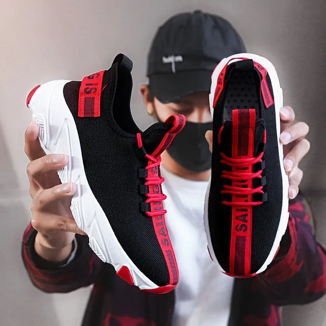 Hot Cool Fashion Autumn Sneakers Handiness Casual Shoes Men Color Stitching Sneaker Male Flyknit Breathable Lace Up Casual Shoes