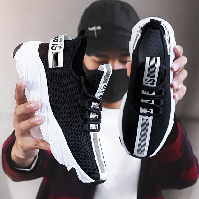 Hot Cool Fashion Autumn Sneakers Handiness Casual Shoes Men Color Stitching Sneaker Male Flyknit Breathable Lace Up Casual Shoes