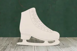 Ice-skate with etched detail wooden craft shape - plywood