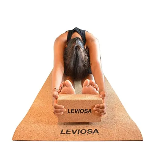 LEVIOSA Cork Yoga Mat with Carry Strap (5mm, Brown)