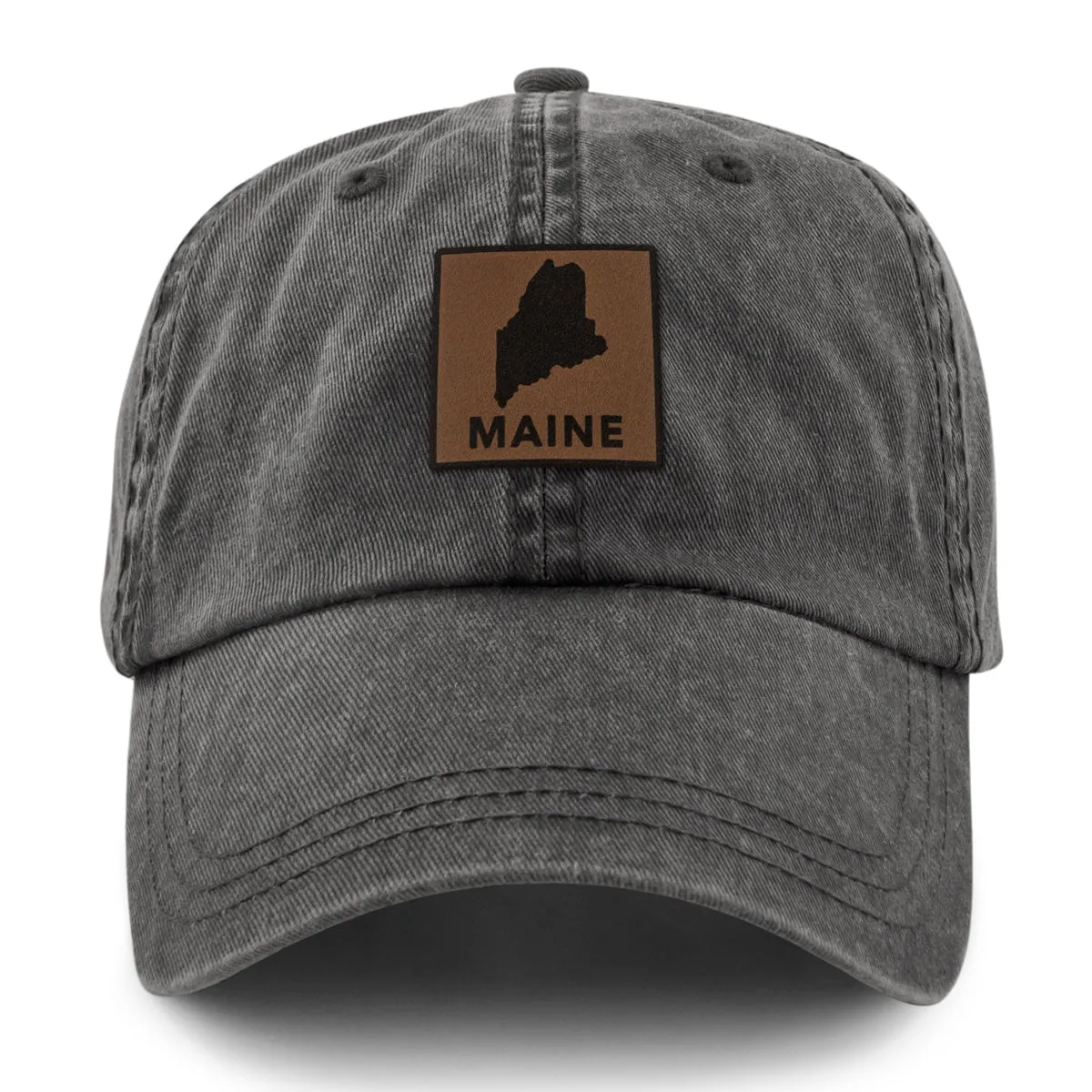 Maine Leather Patch Washed Dad Hat