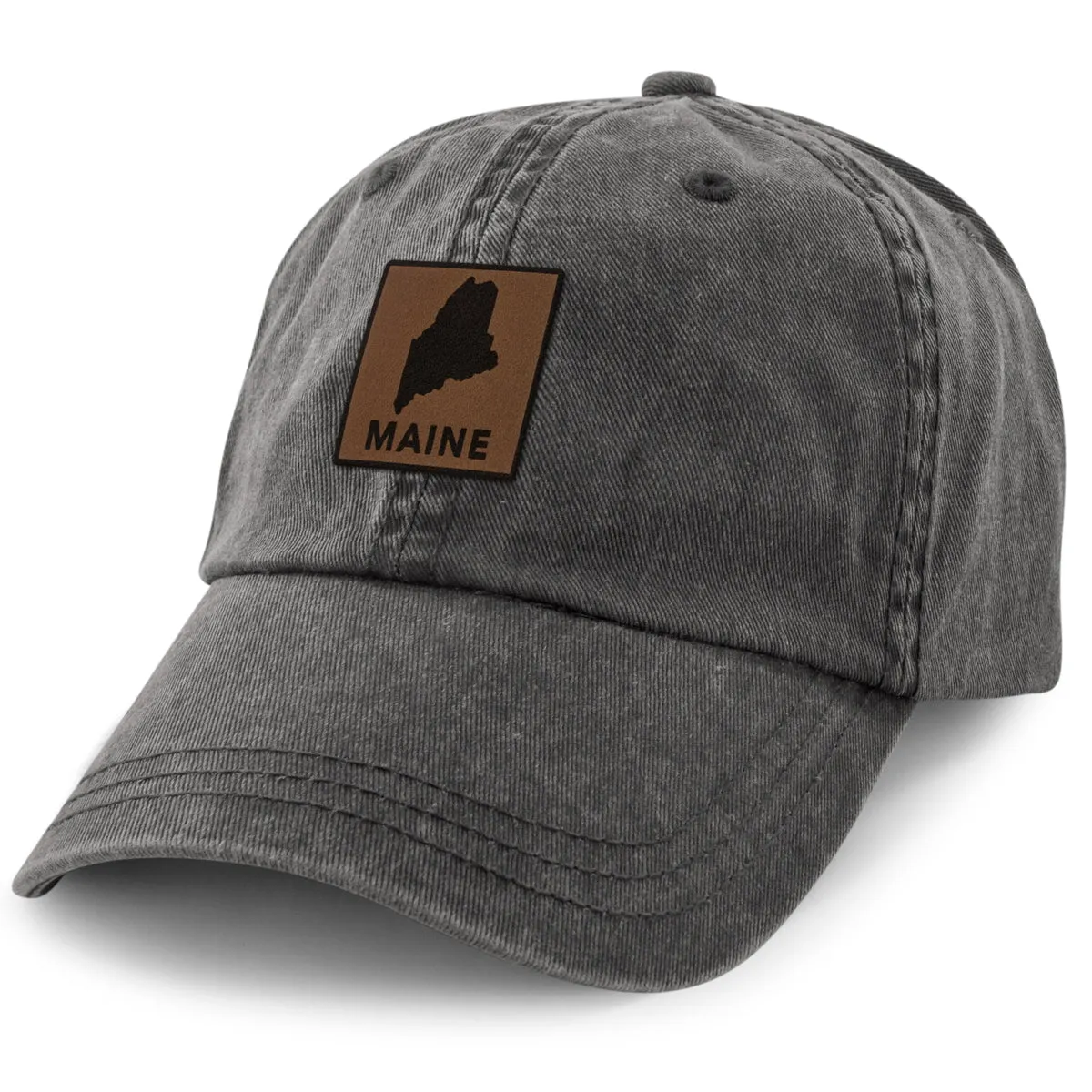 Maine Leather Patch Washed Dad Hat