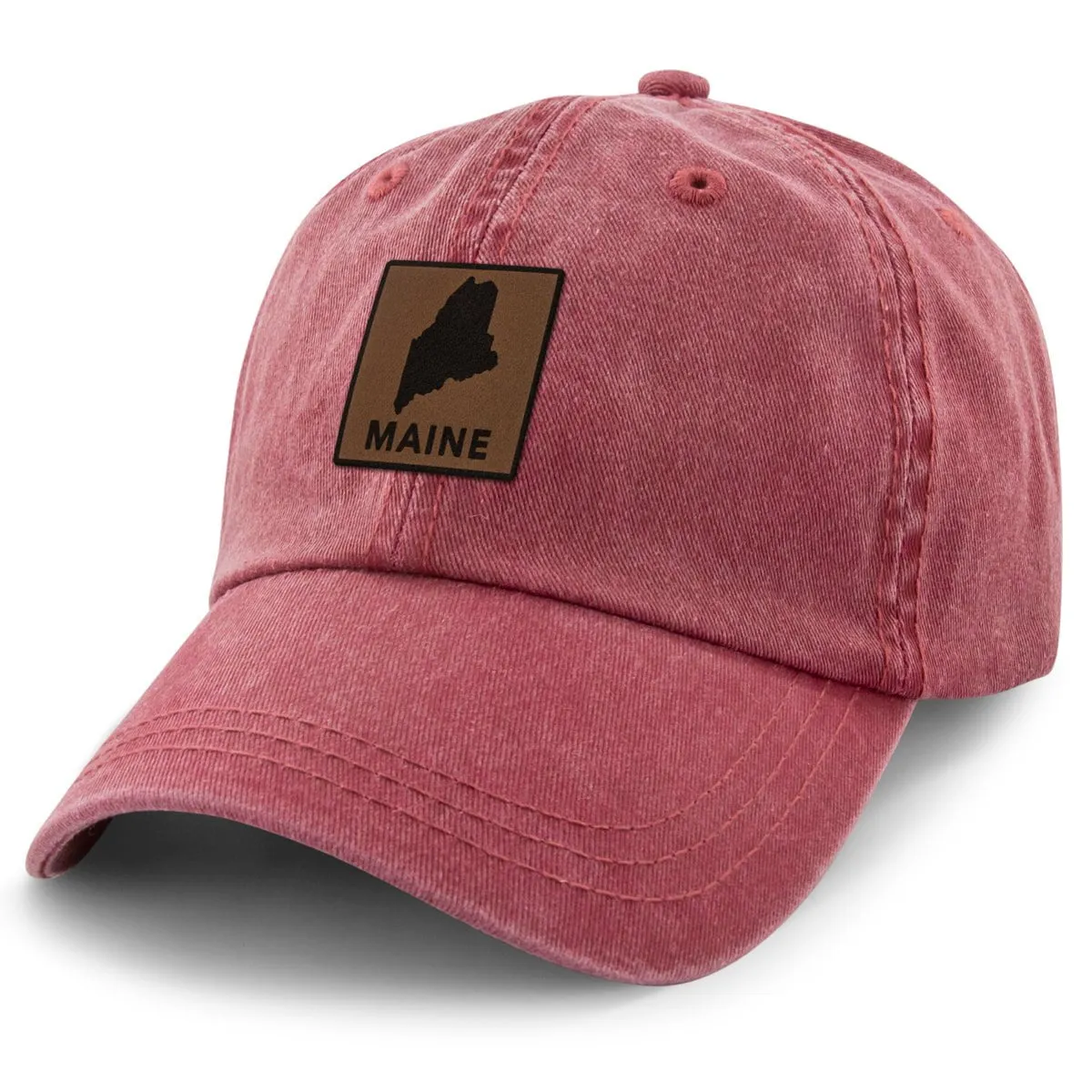 Maine Leather Patch Washed Dad Hat