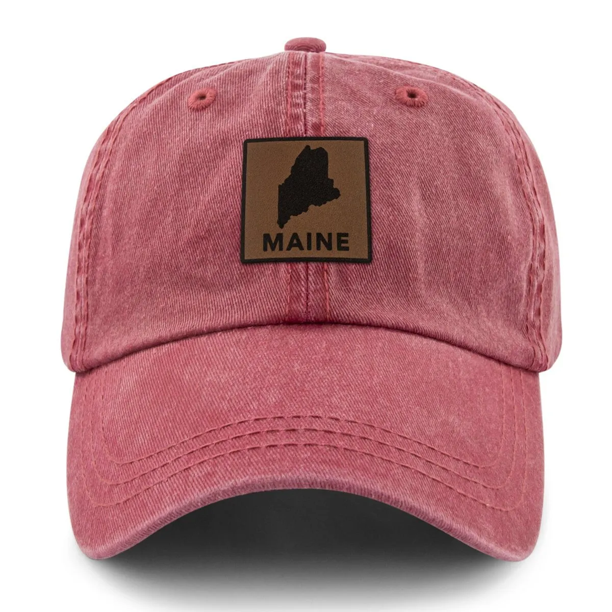 Maine Leather Patch Washed Dad Hat