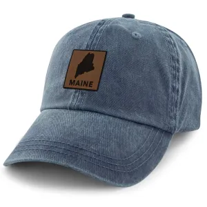 Maine Leather Patch Washed Dad Hat
