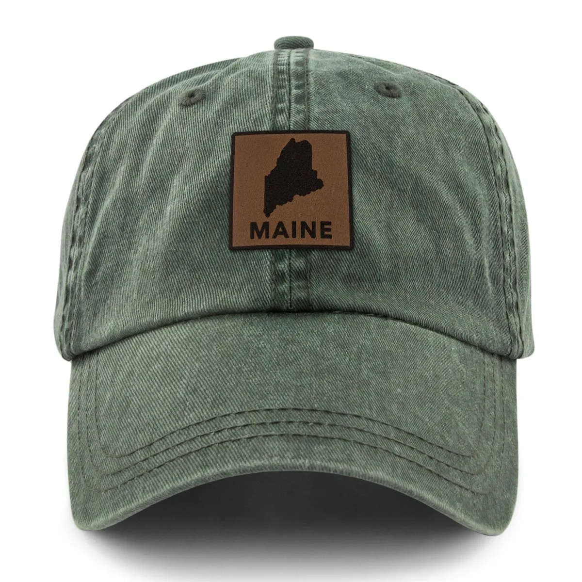 Maine Leather Patch Washed Dad Hat