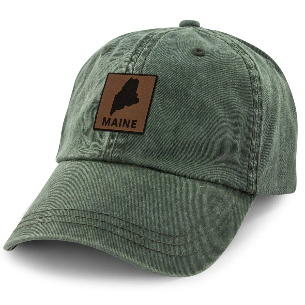 Maine Leather Patch Washed Dad Hat