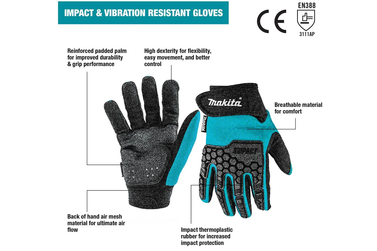Makita - Impact & Vibration Resistant Gloves
