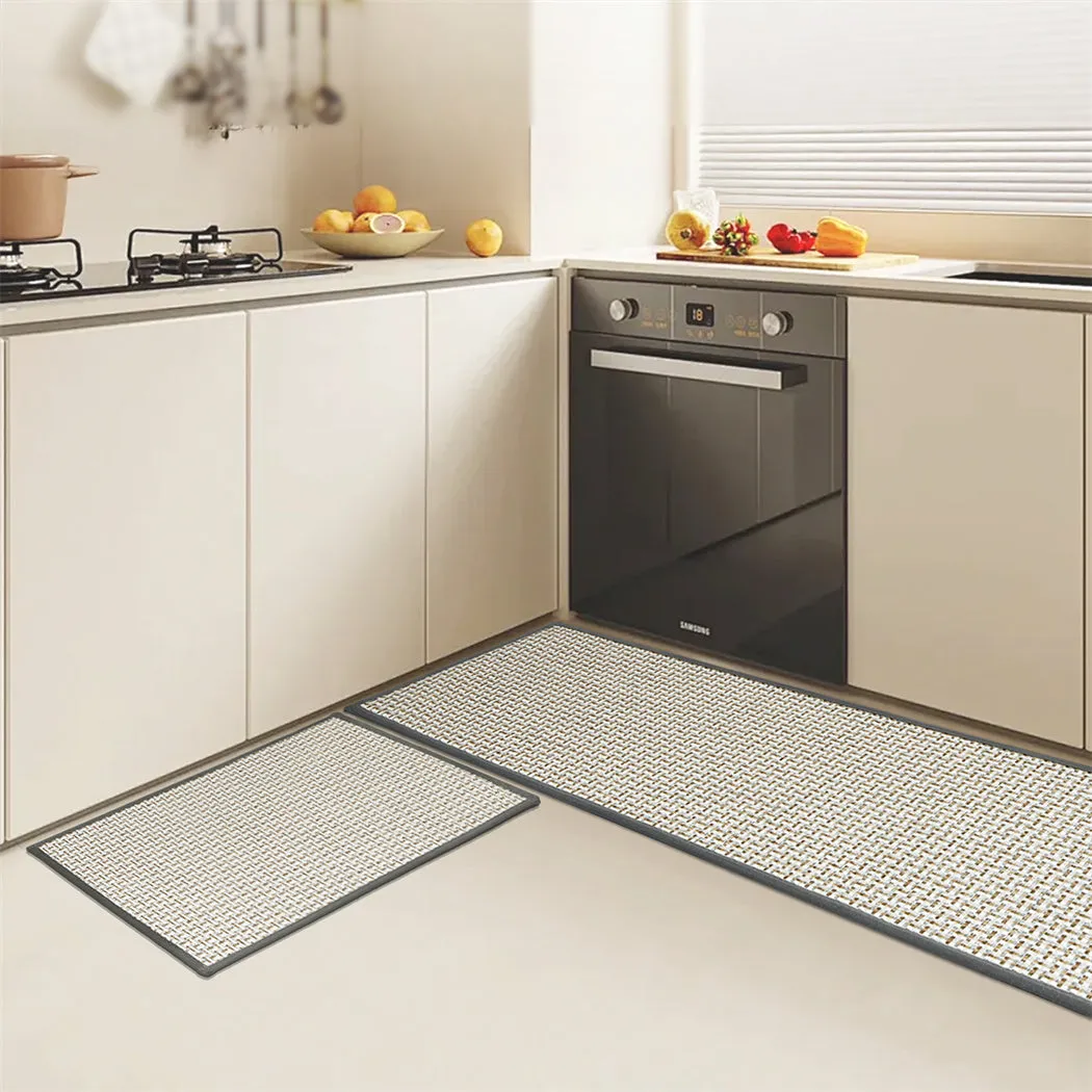 Marlow Kitchen Rug 2PCS Woven Non Slip Absorbent Grey