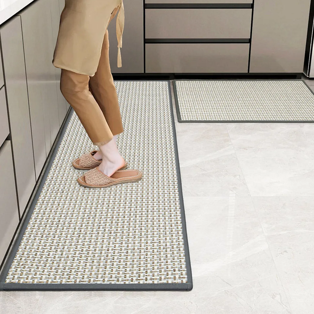 Marlow Kitchen Rug 2PCS Woven Non Slip Absorbent Grey