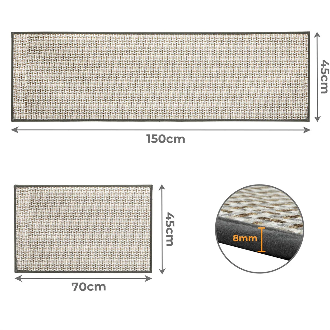Marlow Kitchen Rug 2PCS Woven Non Slip Absorbent Grey