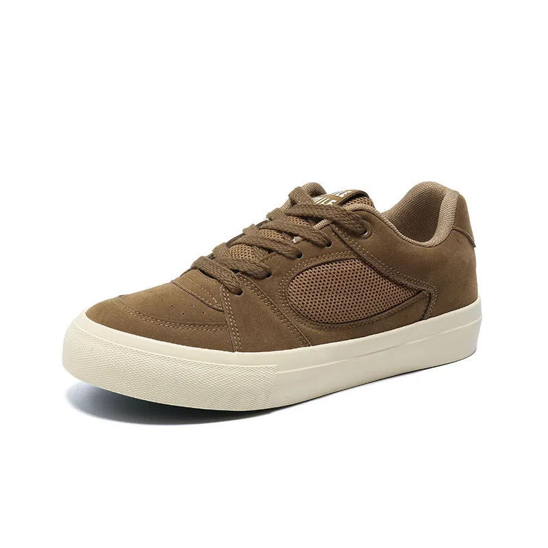 Men Fashion Breathable Leather Flat Casual Skate Shoes