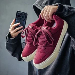 Men Fashion Breathable Leather Flat Casual Skate Shoes