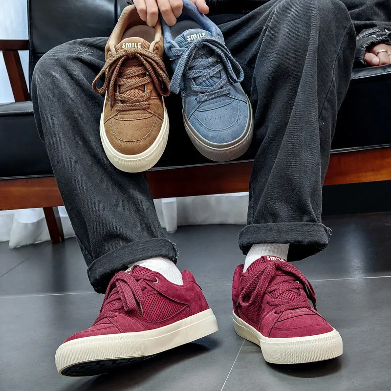 Men Fashion Breathable Leather Flat Casual Skate Shoes