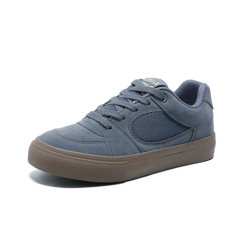 Men Fashion Breathable Leather Flat Casual Skate Shoes
