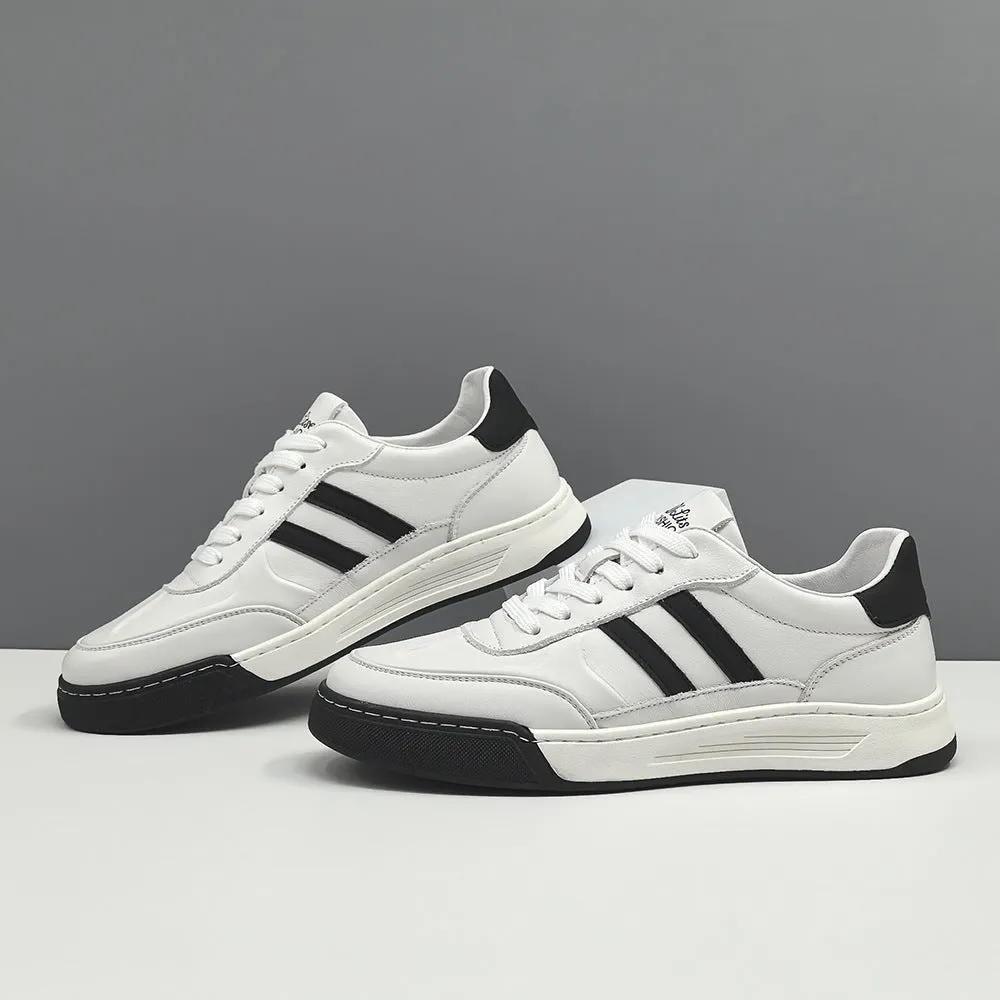 Men Fashion Leather Flat Casual Skate Shoes