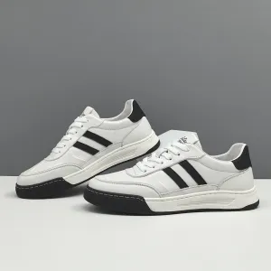 Men Fashion Leather Flat Casual Skate Shoes