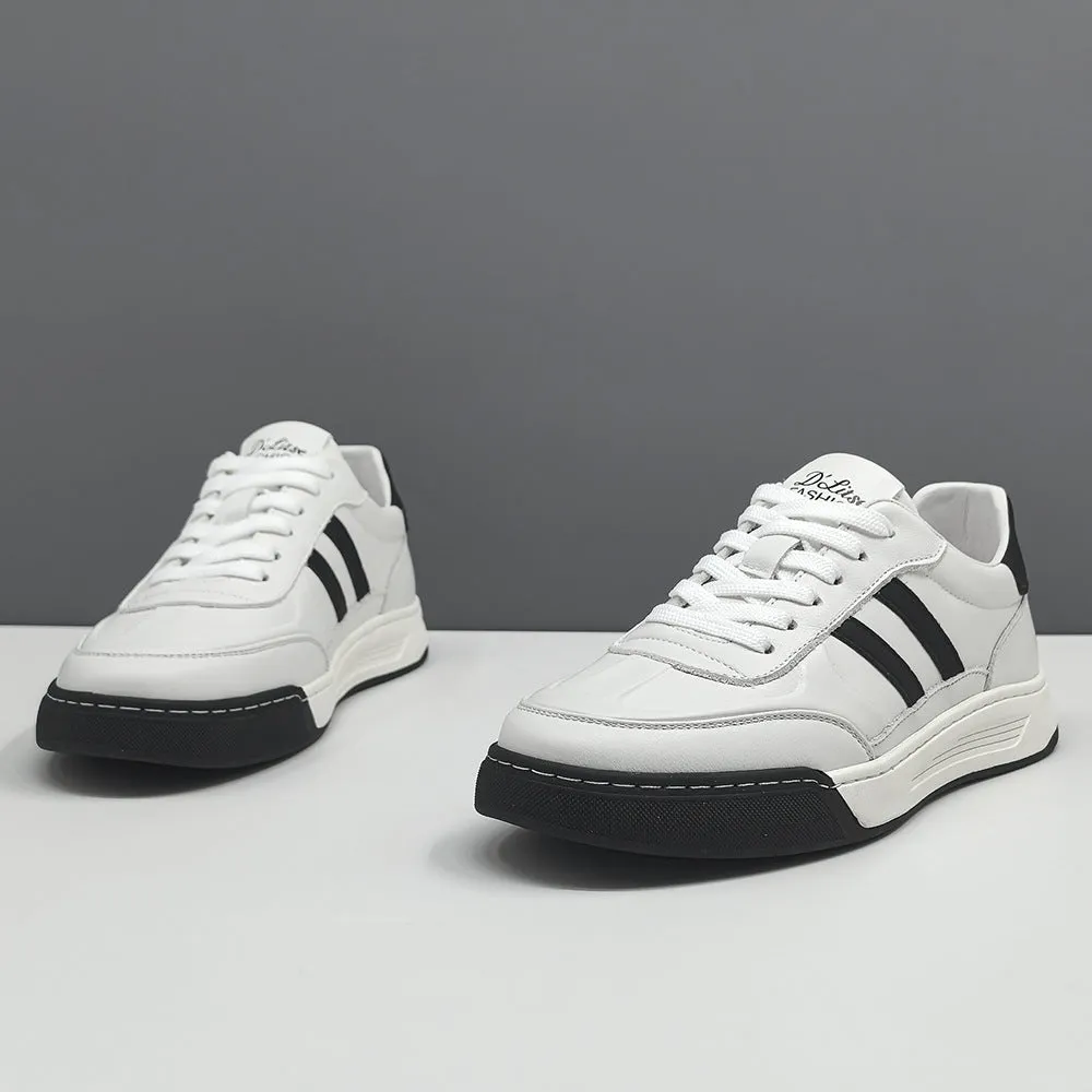 Men Fashion Leather Flat Casual Skate Shoes