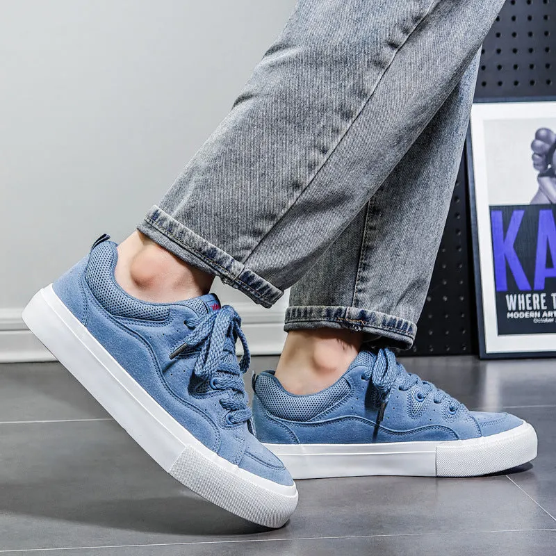 Men Fashion Plain Leather Flat Skate Shoes