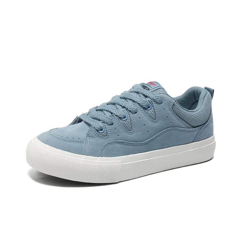 Men Fashion Plain Leather Flat Skate Shoes
