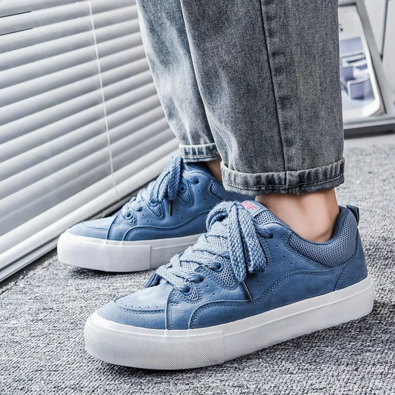 Men Fashion Plain Leather Flat Skate Shoes