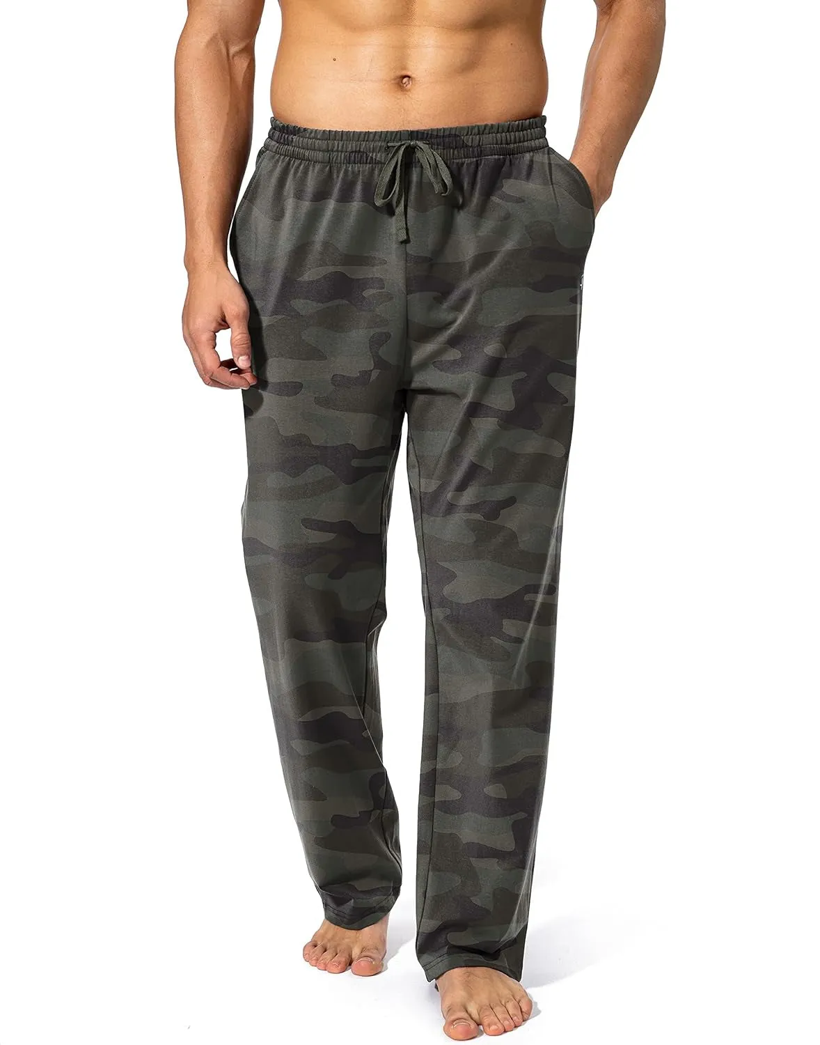 Men'S Cotton Yoga Sweatpants Athletic Lounge Pants Open Bottom Casual Jersey Pants for Men with Pockets