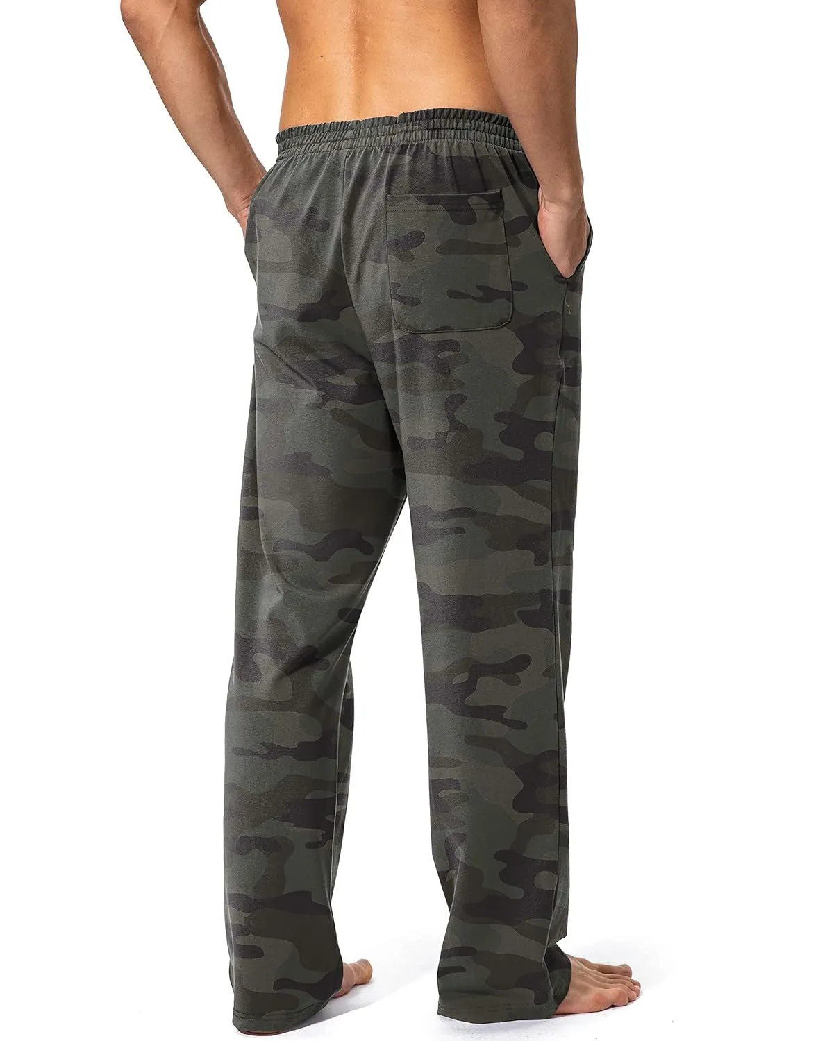 Men'S Cotton Yoga Sweatpants Athletic Lounge Pants Open Bottom Casual Jersey Pants for Men with Pockets