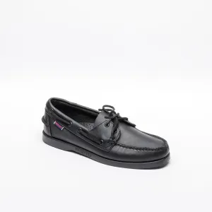 Mocassino da barca Sebago Docksides Portland in pelle nera