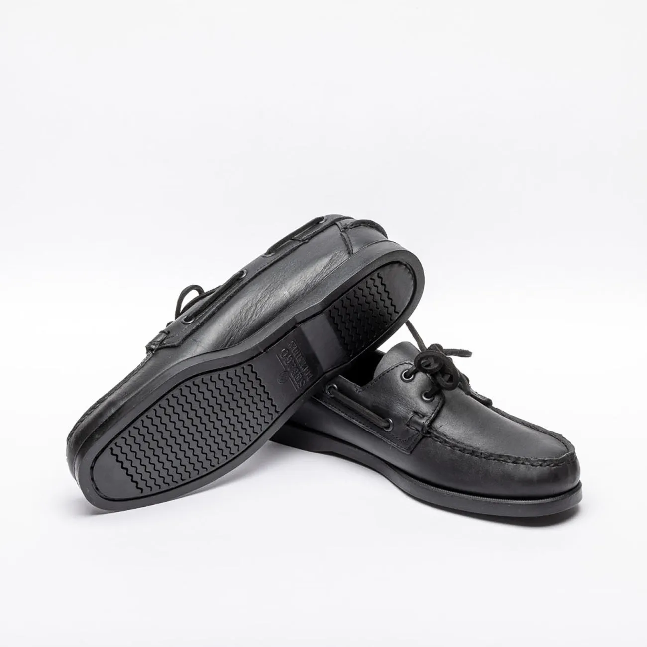 Mocassino da barca Sebago Docksides Portland in pelle nera