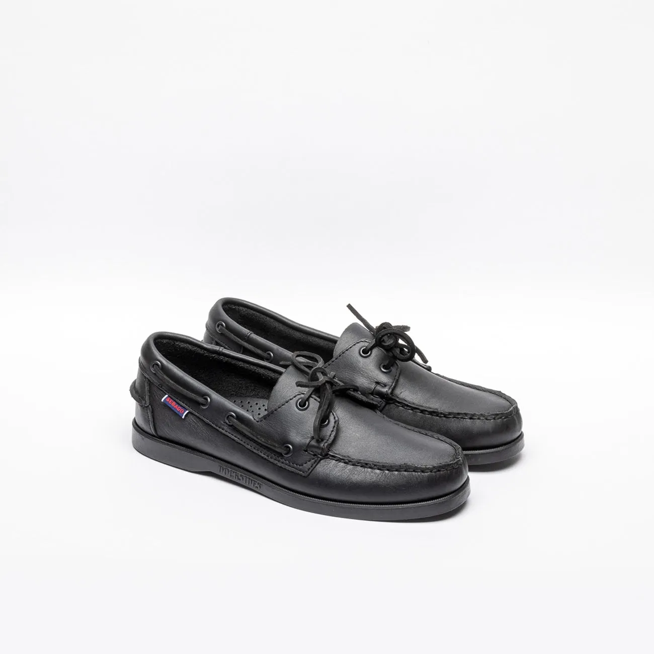 Mocassino da barca Sebago Docksides Portland in pelle nera