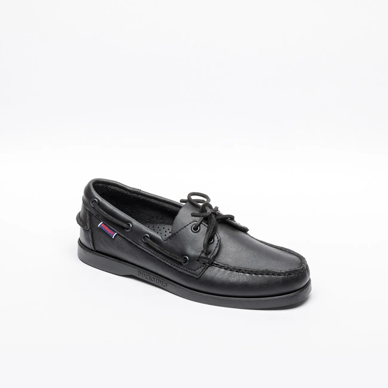 Mocassino da barca Sebago Docksides Portland in pelle nera