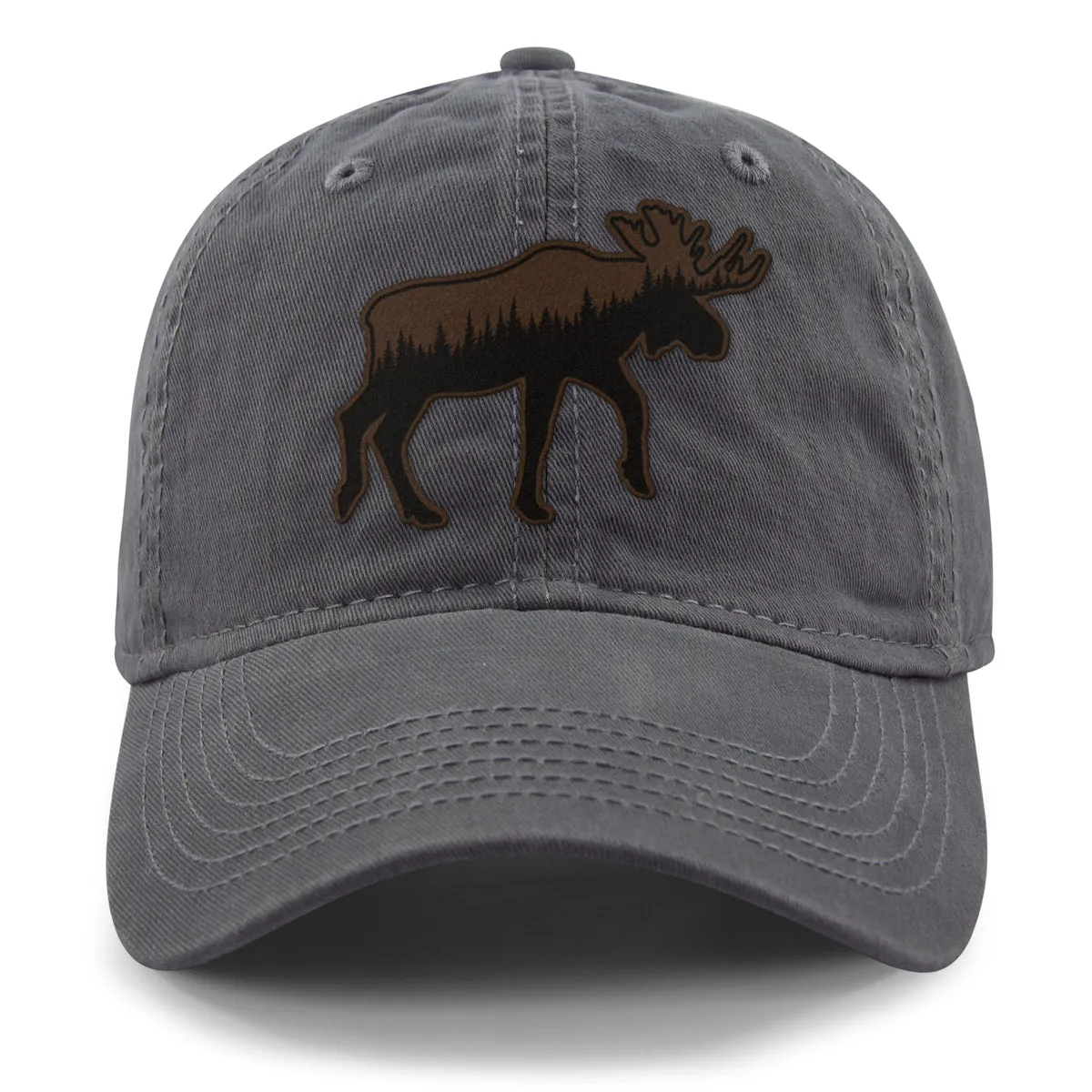 Moose Tree Skyline Leather Patch Dad Hat