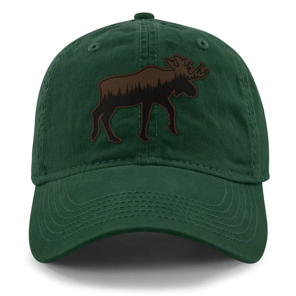 Moose Tree Skyline Leather Patch Dad Hat