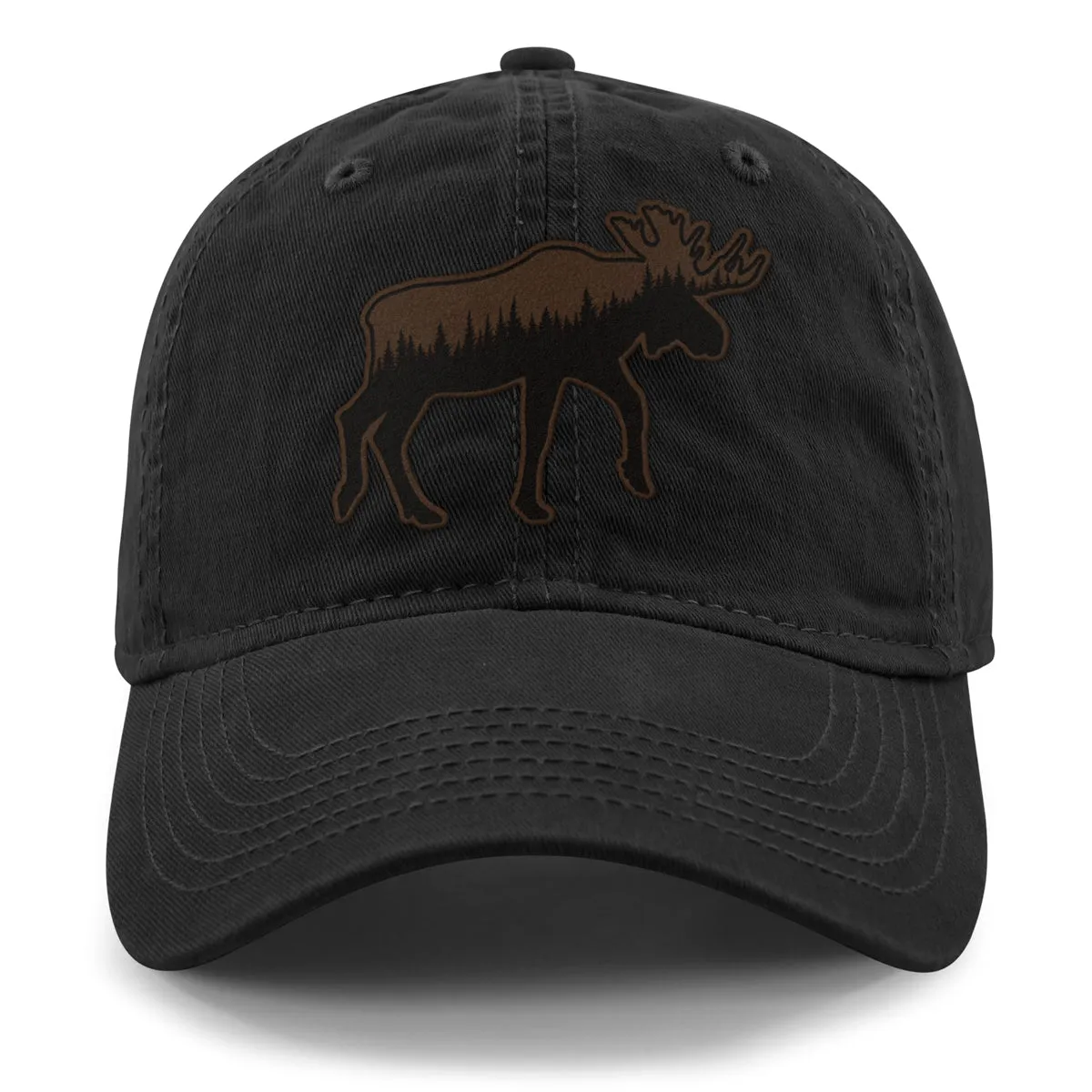 Moose Tree Skyline Leather Patch Dad Hat