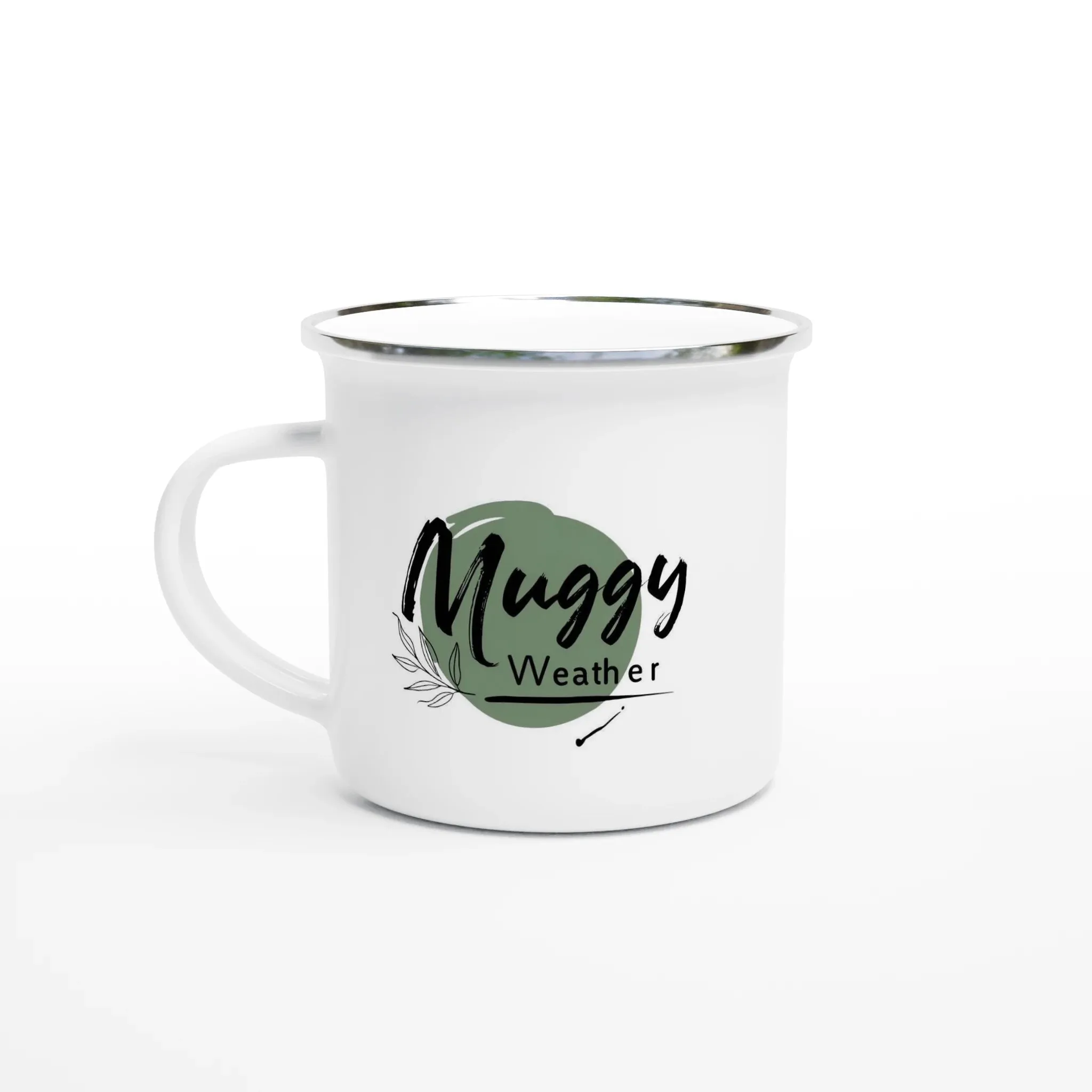 Muggy Weather White 12oz Enamel Mug