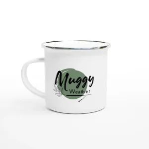 Muggy Weather White 12oz Enamel Mug