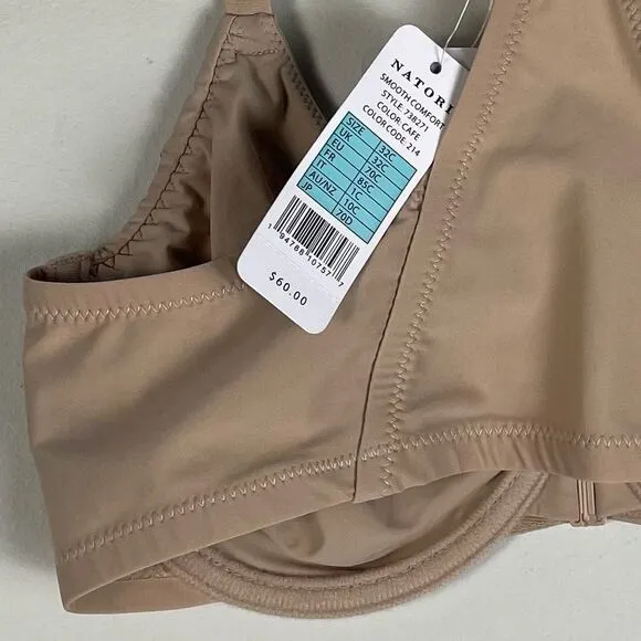 Natori 738271 Racerback Smoothing Underwired Full Figure Bra in Cafe Sz 32C NEW