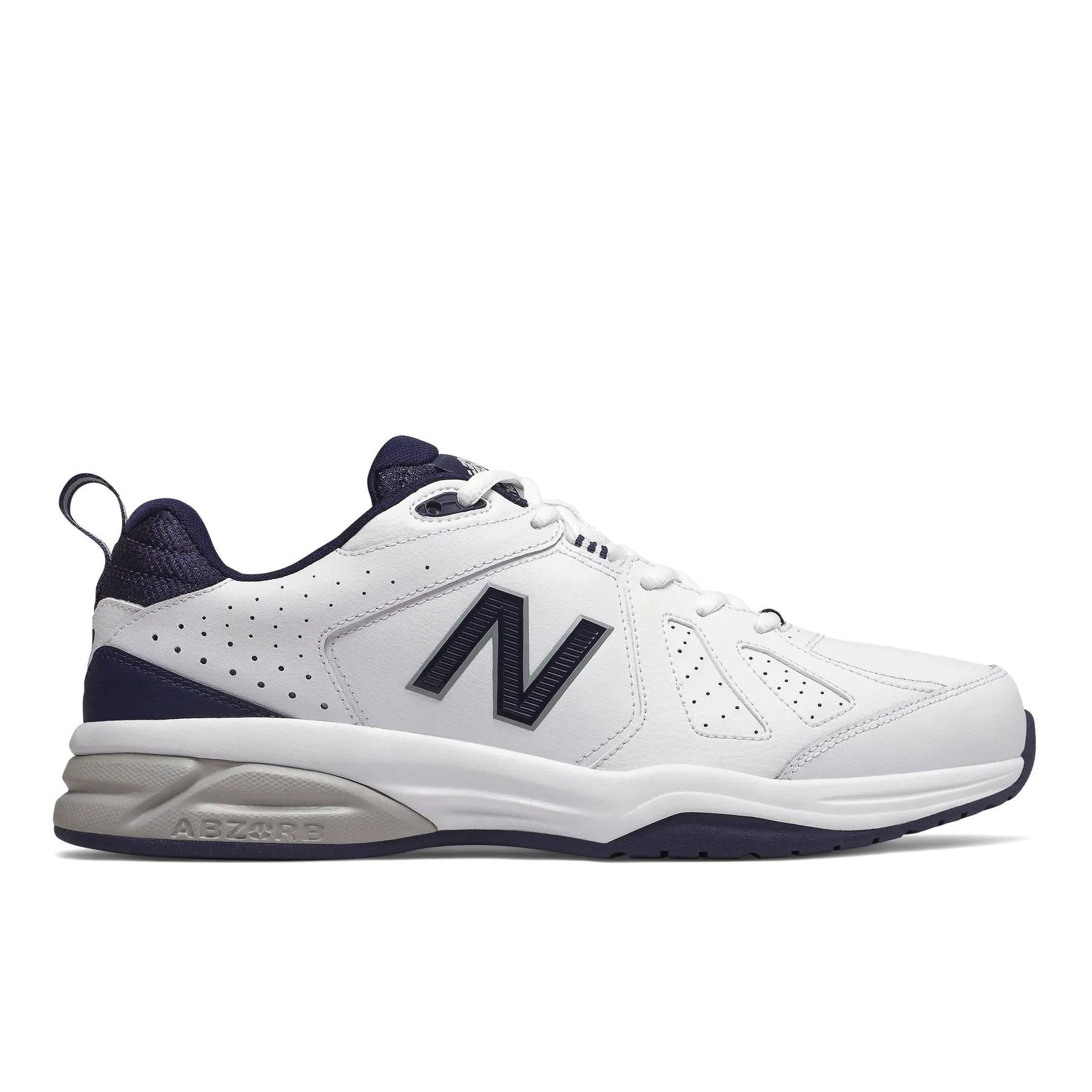 New Balance Mens Extra Extra Wide Fit (6E) Leather Sneakers (624) in White/Navy