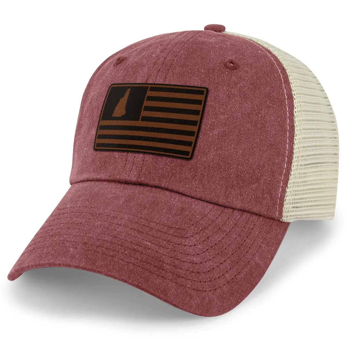 New Hampshire Striped Leather Patch Relaxed Trucker