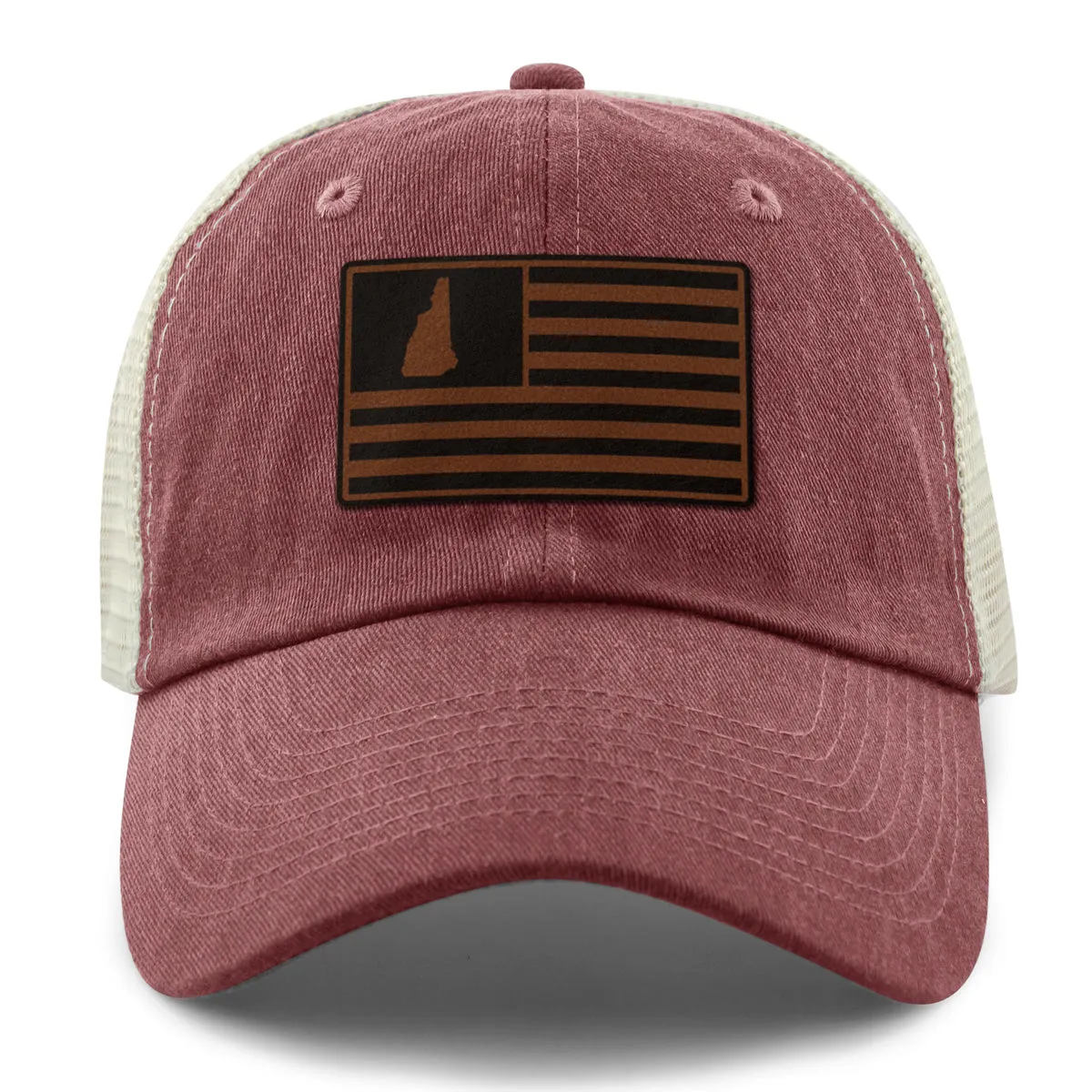 New Hampshire Striped Leather Patch Relaxed Trucker
