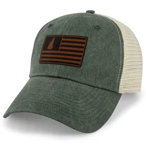 New Hampshire Striped Leather Patch Relaxed Trucker