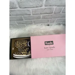 New Keds For Kate Spade Double Decker Leopard Calf Hair Mule Size 10